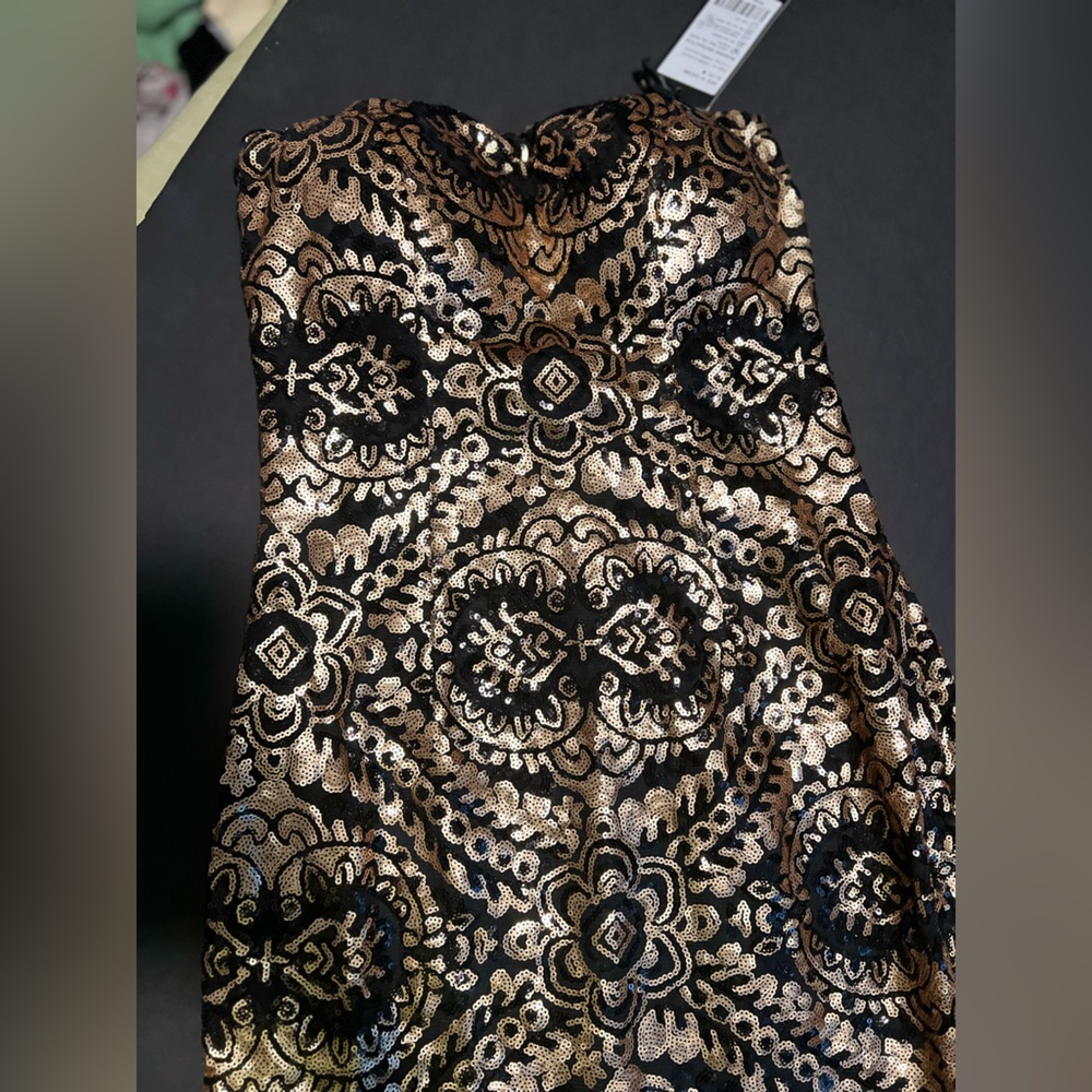 Black and Gold Sequin Patterned Dress